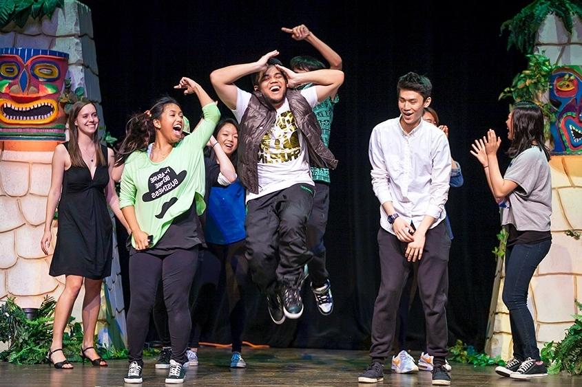 Students dance at Spotlight, Trinity’s annual talent show.